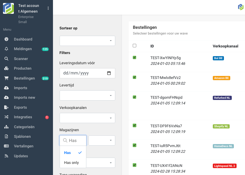 Magazijn zoeken waves